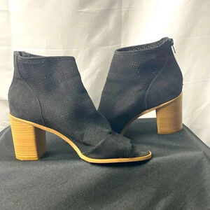 ABOUND WO SIZE 9 BLACK OPEN TOE ANKLE BOOTIE 3” HEEL GOOD CLEAN CONDITION
